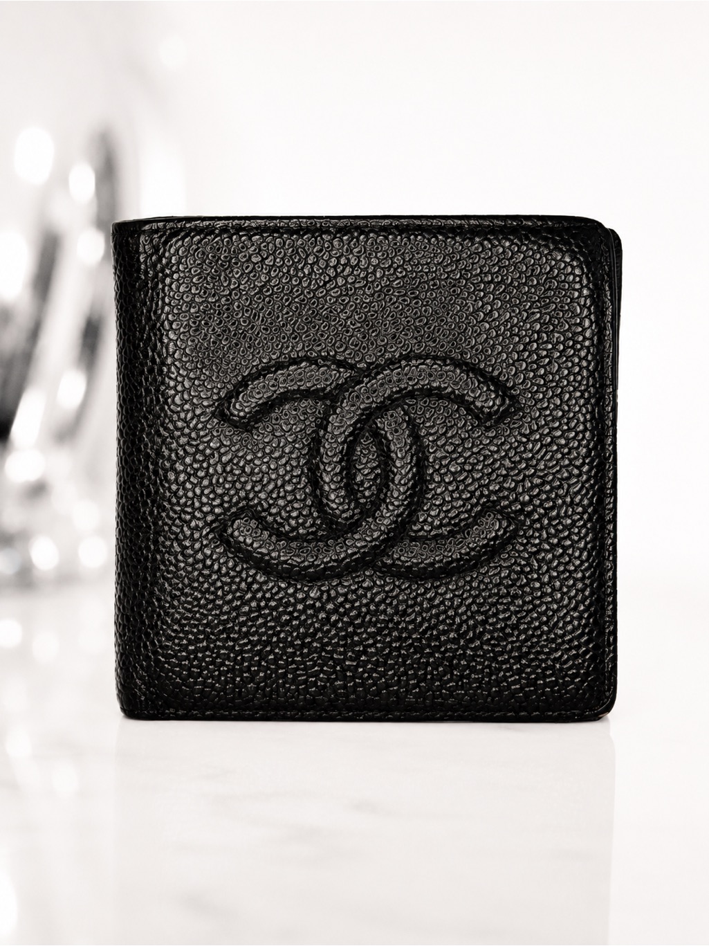 Chanel Black Caviar Leather Cc Bifold Wallet | Full Inclusion | Entrupy Coa